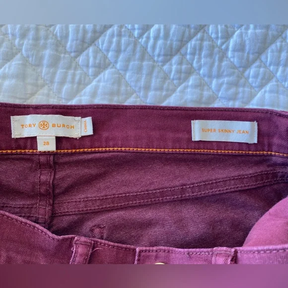 Tory Burch Super Skinny Jean in Burgundy - Picture 3 of 8